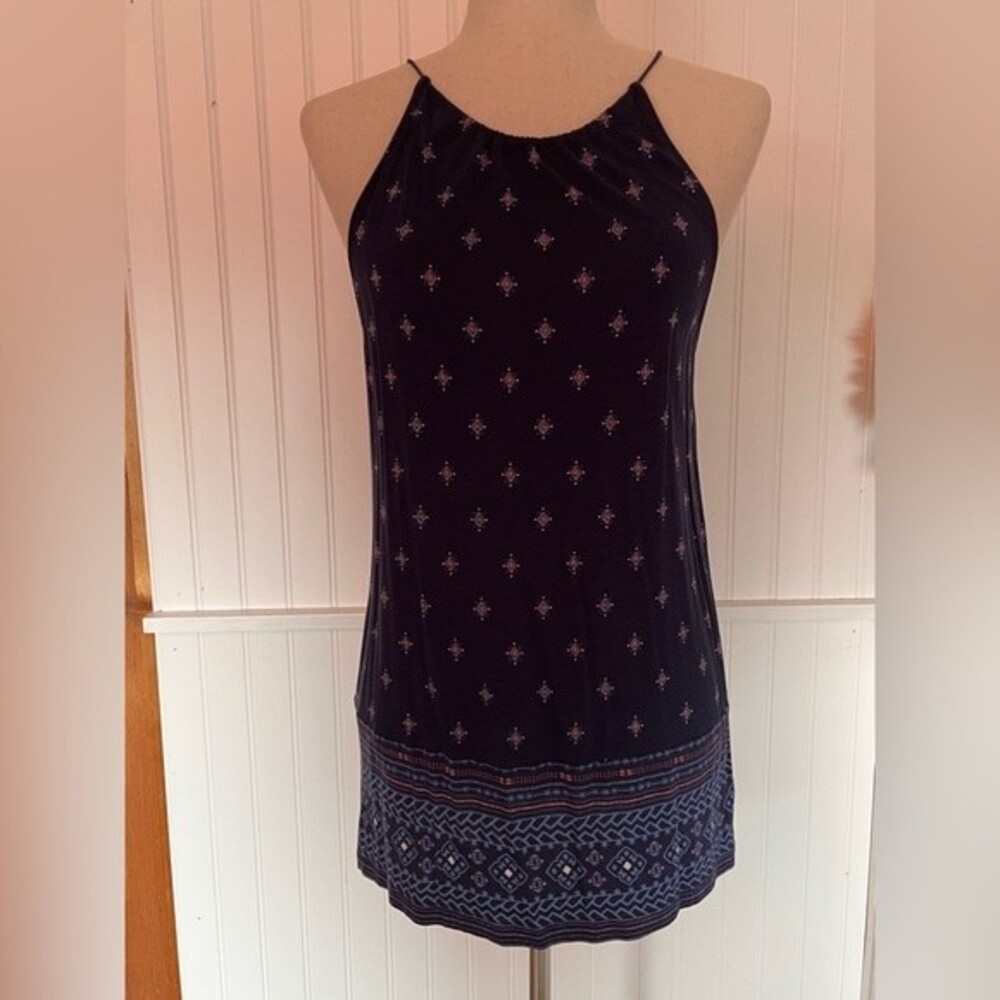 Blue Tank Top W/ Tassel Tie Back